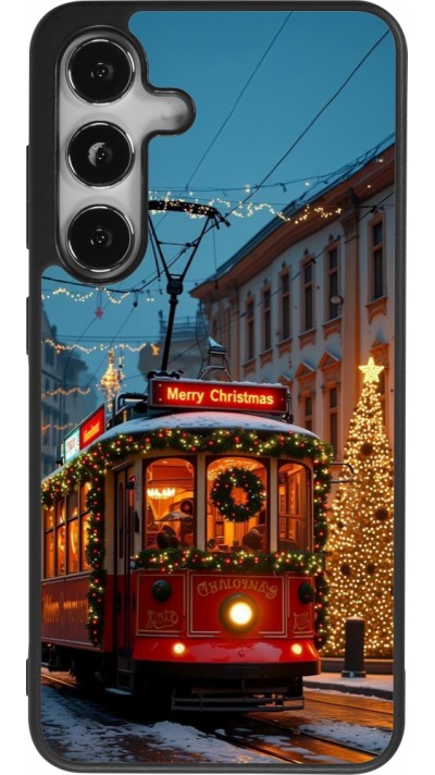 Coque Samsung Galaxy S24 - Silicone rigide noir Christmas 25 Xmas Train