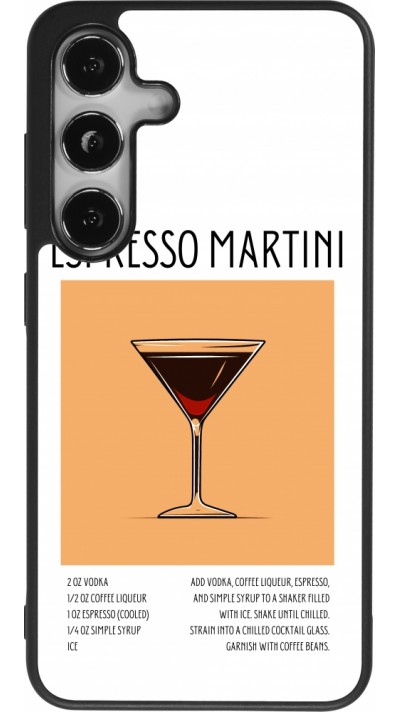 Coque Samsung Galaxy S24 - Silicone rigide noir Cocktail recette Espresso Martini