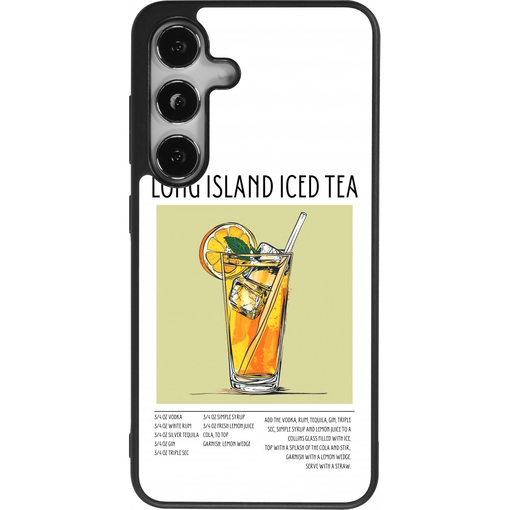 Coque Samsung Galaxy S24 - Silicone rigide noir Cocktail recette Long Island Ice Tea