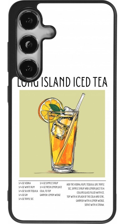 Coque Samsung Galaxy S24 - Silicone rigide noir Cocktail recette Long Island Ice Tea