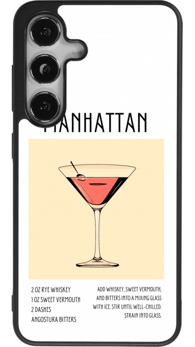 Coque Samsung Galaxy S24 - Silicone rigide noir Cocktail recette Manhattan