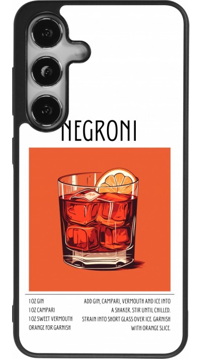 Coque Samsung Galaxy S24 - Silicone rigide noir Cocktail recette Negroni
