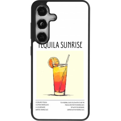 Coque Samsung Galaxy S24 - Silicone rigide noir Cocktail recette Tequila Sunrise