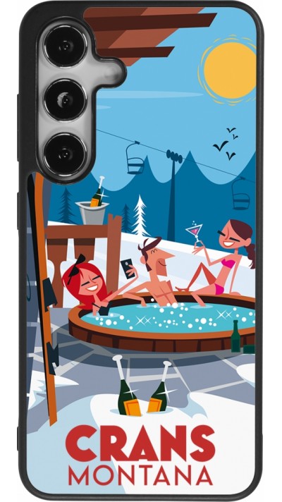 Coque Samsung Galaxy S24 - Silicone rigide noir Crans-Montana Mountain Jacuzzi