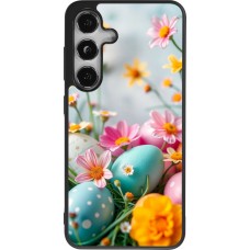 Coque Samsung Galaxy S24 - Silicone rigide noir Easter 2026 Eggs with flowers