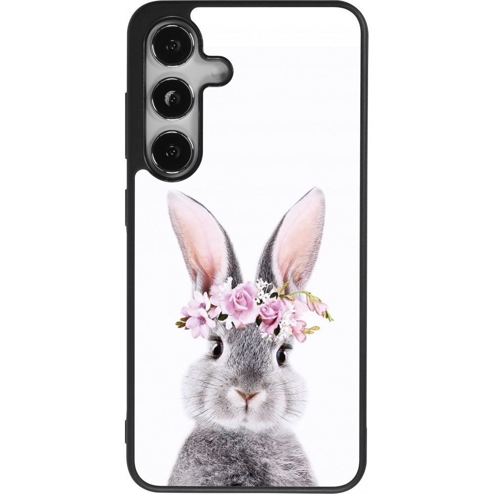 Samsung Galaxy S24 Case Hülle - Silikon schwarz Easter 2023 flower bunny
