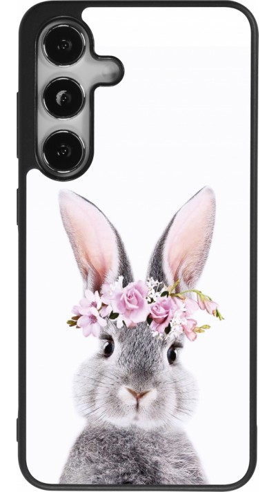 Coque Samsung Galaxy S24 - Silicone rigide noir Easter 2023 flower bunny