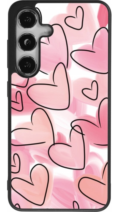 Coque Samsung Galaxy S24 - Silicone rigide noir Easter 2023 pink hearts