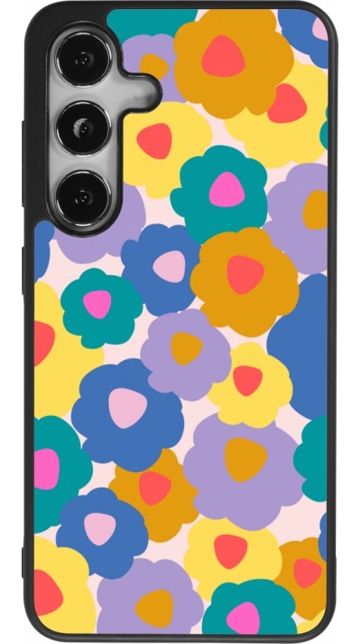 Coque Samsung Galaxy S24 - Silicone rigide noir Easter 2024 flower power