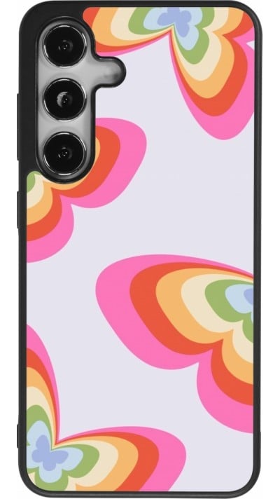 Samsung Galaxy S24 Case Hülle - Silikon schwarz Easter 2024 rainbow butterflies