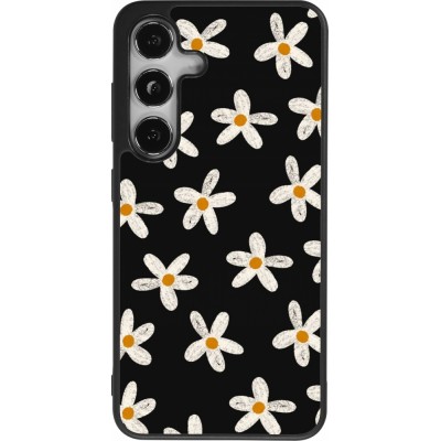Samsung Galaxy S24 Case Hülle - Silikon schwarz Easter 2024 white on black flower