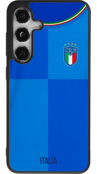 Coque Samsung Galaxy S24 - Silicone rigide noir Maillot de football Italie 2022 personnalisable