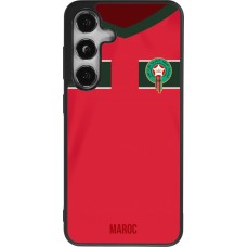 Coque Samsung Galaxy S24 - Silicone rigide noir Maillot de football Maroc 2022 personnalisable