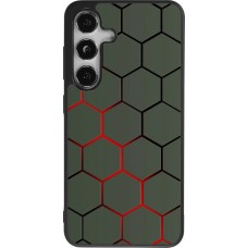 Coque Samsung Galaxy S24 - Silicone rigide noir Geometric Line red