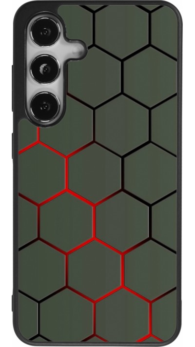 Coque Samsung Galaxy S24 - Silicone rigide noir Geometric Line red