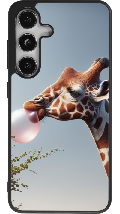 Samsung Galaxy S24 Case Hülle - Silikon schwarz Giraffe mit Blase