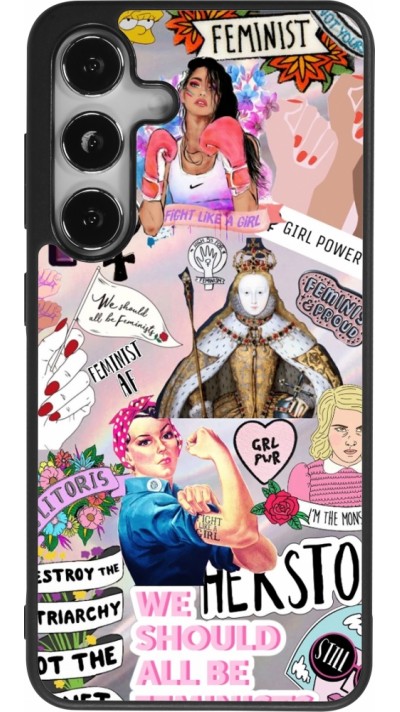 Coque Samsung Galaxy S24 - Silicone rigide noir Girl Power Collage