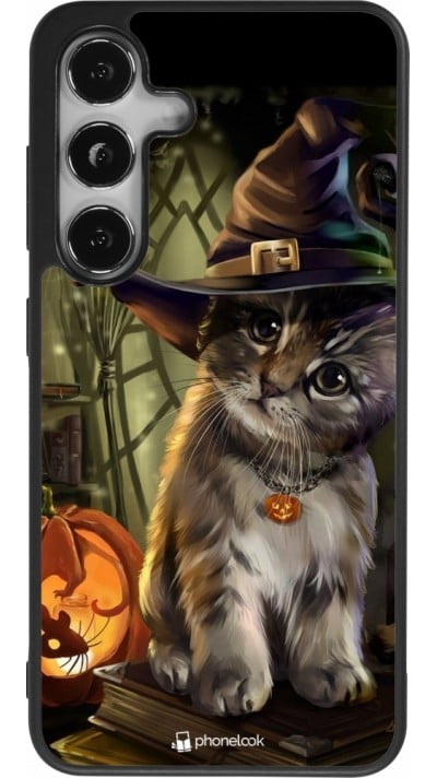Coque Samsung Galaxy S24 - Silicone rigide noir Halloween 21 Witch cat