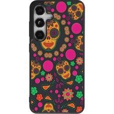 Samsung Galaxy S24 Case Hülle - Silikon schwarz Halloween 22 colorful mexican skulls