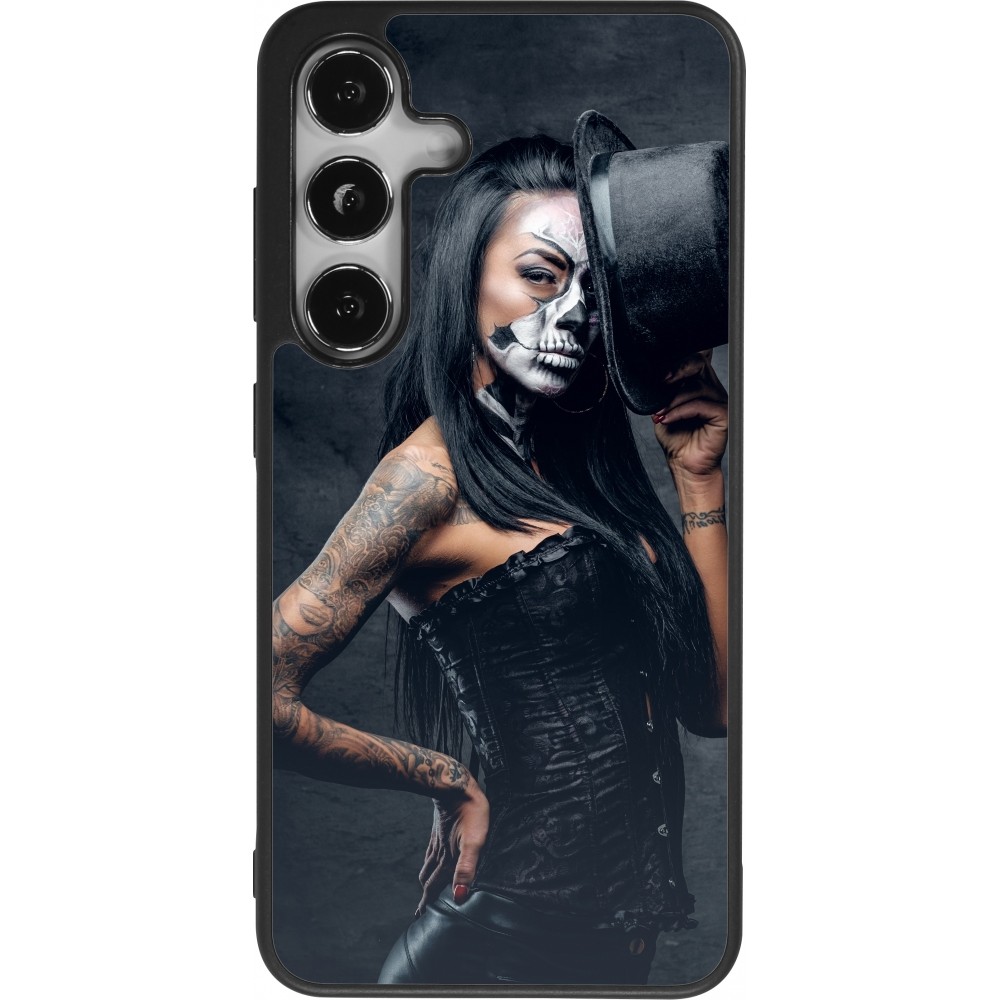 Coque Samsung Galaxy S24 - Silicone rigide noir Halloween 22 Tattooed Girl
