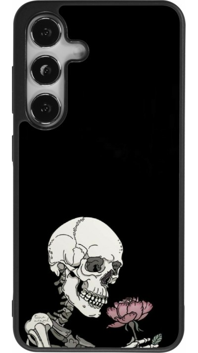 Coque Samsung Galaxy S24 - Silicone rigide noir Halloween 2023 rose and skeleton