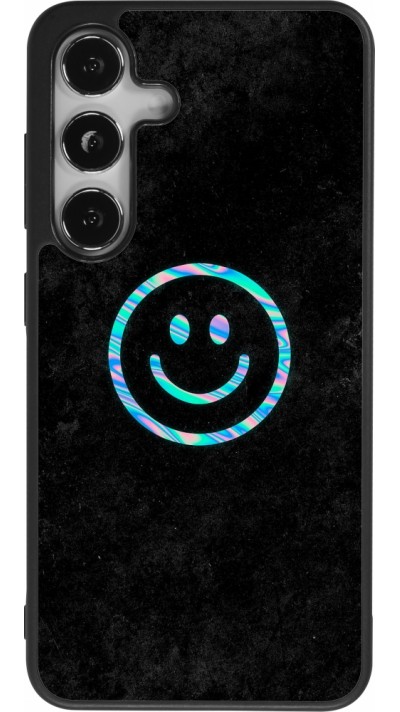 Coque Samsung Galaxy S24 - Silicone rigide noir Happy smiely irisé