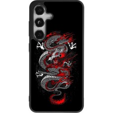 Coque Samsung Galaxy S24 - Silicone rigide noir Japanese style Dragon Tattoo Red Black