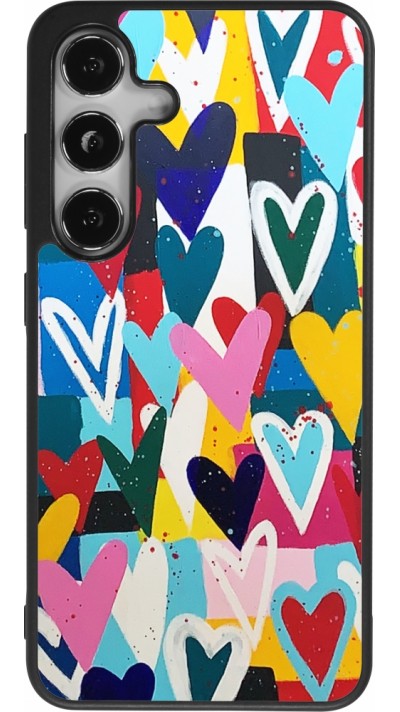 Coque Samsung Galaxy S24 - Silicone rigide noir Joyful Hearts