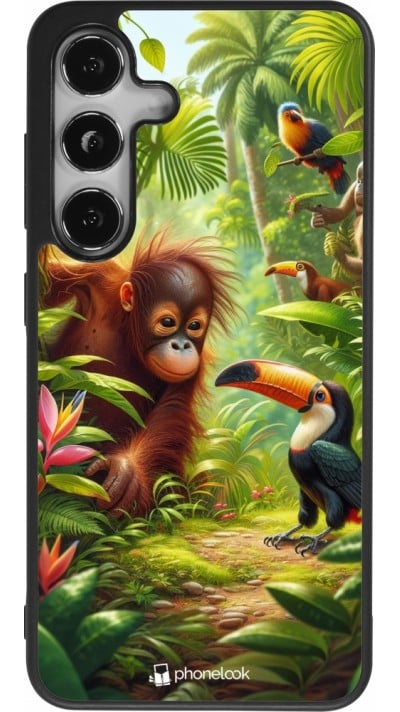 Coque Samsung Galaxy S24 - Silicone rigide noir Jungle Tropicale Tayrona