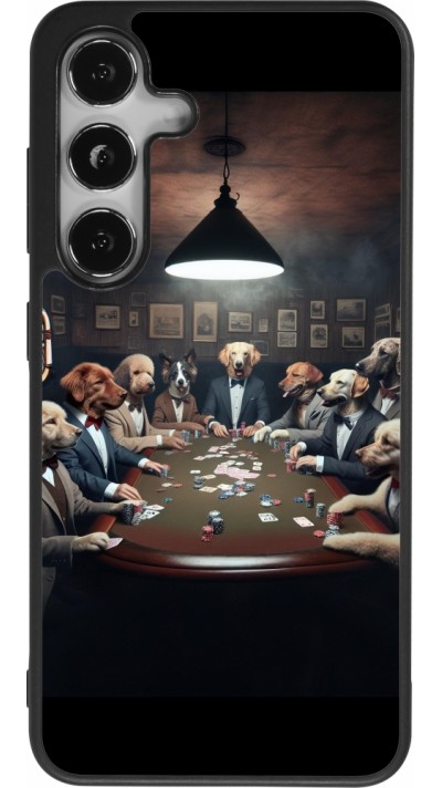 Coque Samsung Galaxy S24 - Silicone rigide noir Les pokerdogs
