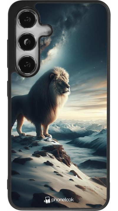 Coque Samsung Galaxy S24 - Silicone rigide noir Le lion blanc