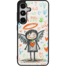 Coque Samsung Galaxy S24 - Silicone rigide noir Little Angel Sketch Love