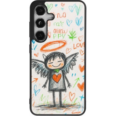 Coque Samsung Galaxy S24 - Silicone rigide noir Little Angel Sketch Love