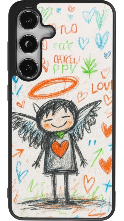 Coque Samsung Galaxy S24 - Silicone rigide noir Little Angel Sketch Love