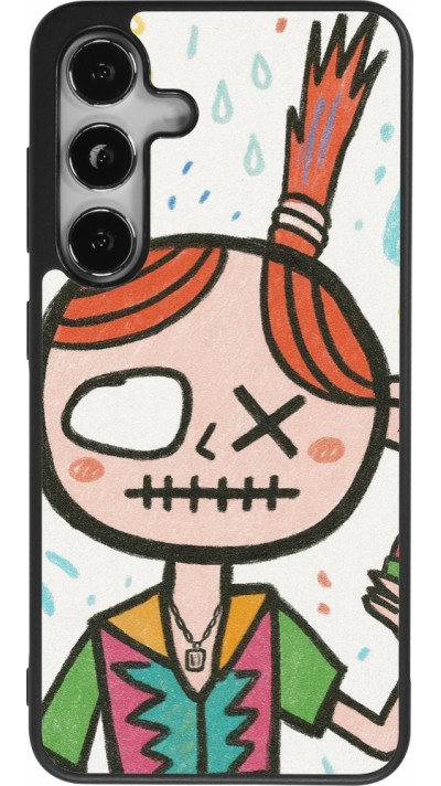 Coque Samsung Galaxy S24 - Silicone rigide noir Little Girl Sketch