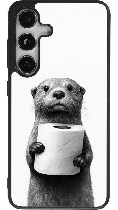 Coque Samsung Galaxy S24 - Silicone rigide noir Loutre papier de toilette