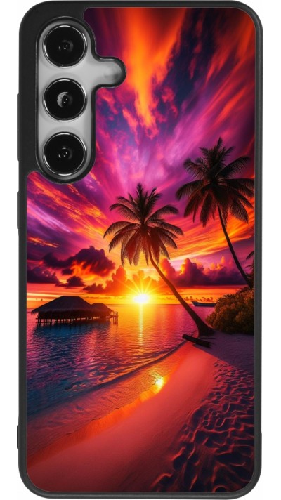 Coque Samsung Galaxy S24 - Silicone rigide noir Maldives Dusk Bliss