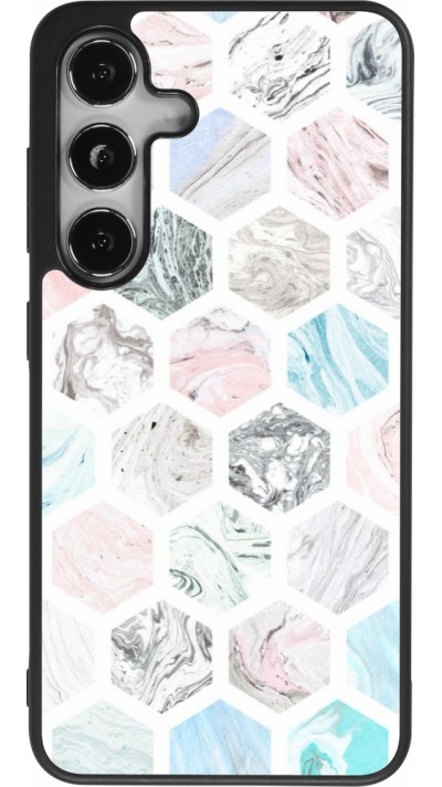 Coque Samsung Galaxy S24 - Silicone rigide noir Marble Everything
