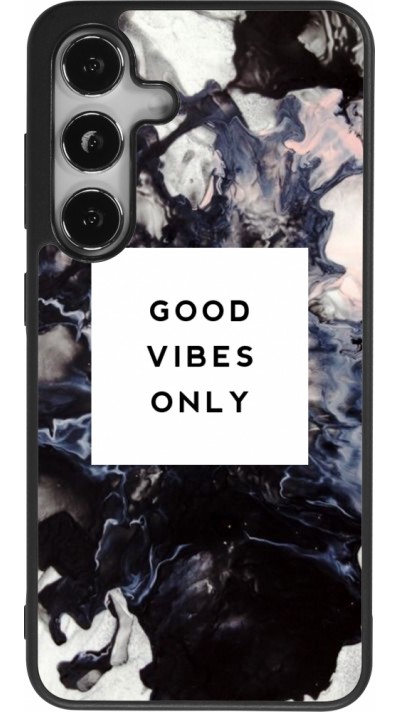 Coque Samsung Galaxy S24 - Silicone rigide noir Marble Good Vibes Only