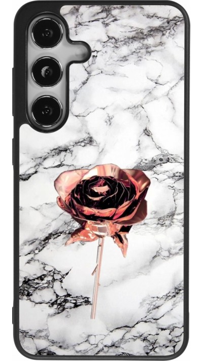 Samsung Galaxy S24 Case Hülle - Silikon schwarz Marble Rose Gold