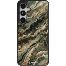 Coque Samsung Galaxy S24 - Silicone rigide noir Marbre Olive