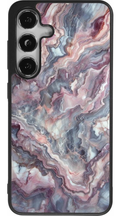 Samsung Galaxy S24 Case Hülle - Silikon schwarz Violetter silberner Marmor
