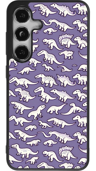 Samsung Galaxy S24 Case Hülle - Silikon schwarz Mini-Dino-Muster violett
