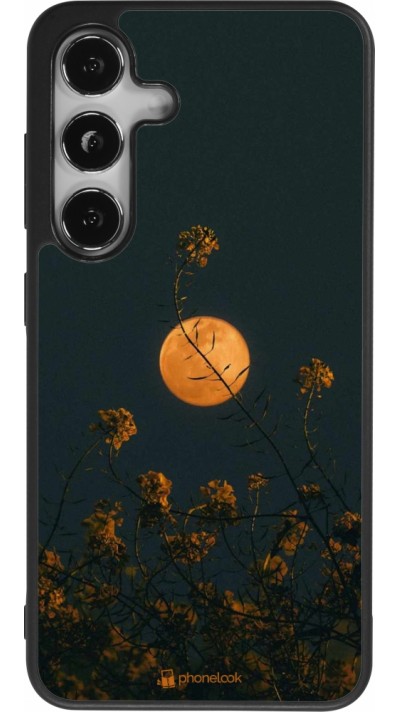 Coque Samsung Galaxy S24 - Silicone rigide noir Moon Flowers