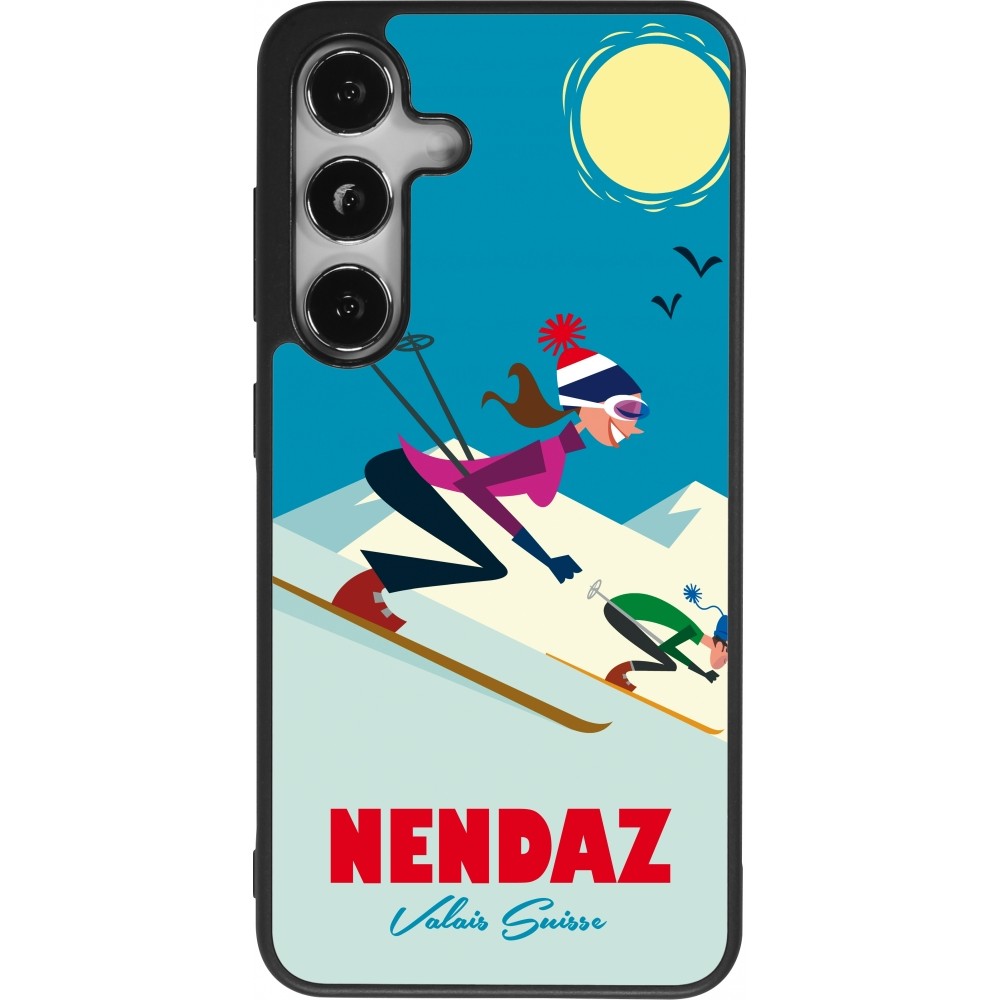 Coque Samsung Galaxy S24 - Silicone rigide noir Nendaz Ski Downhill