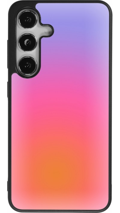 Coque Samsung Galaxy S24 - Silicone rigide noir Orange Pink Blue Gradient