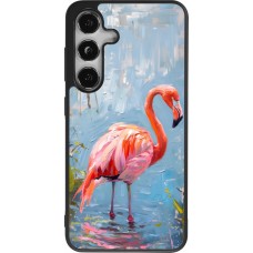 Coque Samsung Galaxy S24 - Silicone rigide noir Paint Flamingo