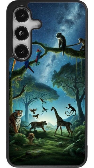 Coque Samsung Galaxy S24 - Silicone rigide noir Paradis des animaux exotiques