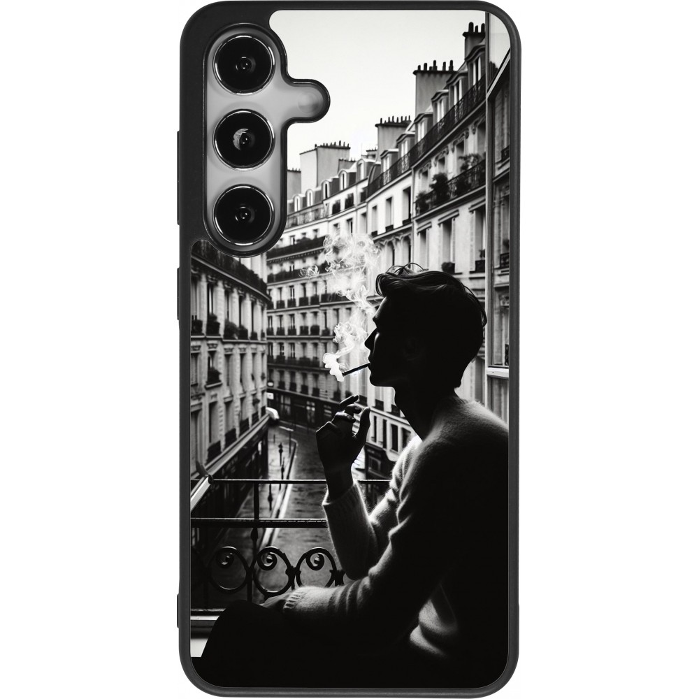 Coque Samsung Galaxy S24 - Silicone rigide noir Parisian Smoker