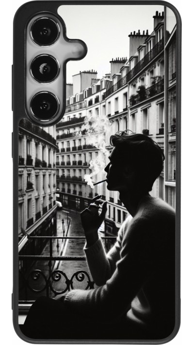 Coque Samsung Galaxy S24 - Silicone rigide noir Parisian Smoker